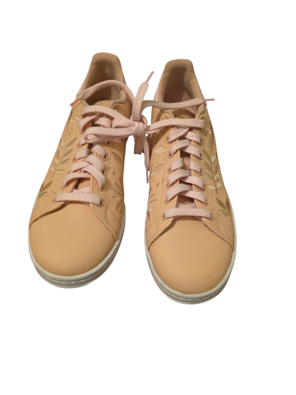 adidas Cream and Pale Pink Ribbon Embroidered Lace Sneakers